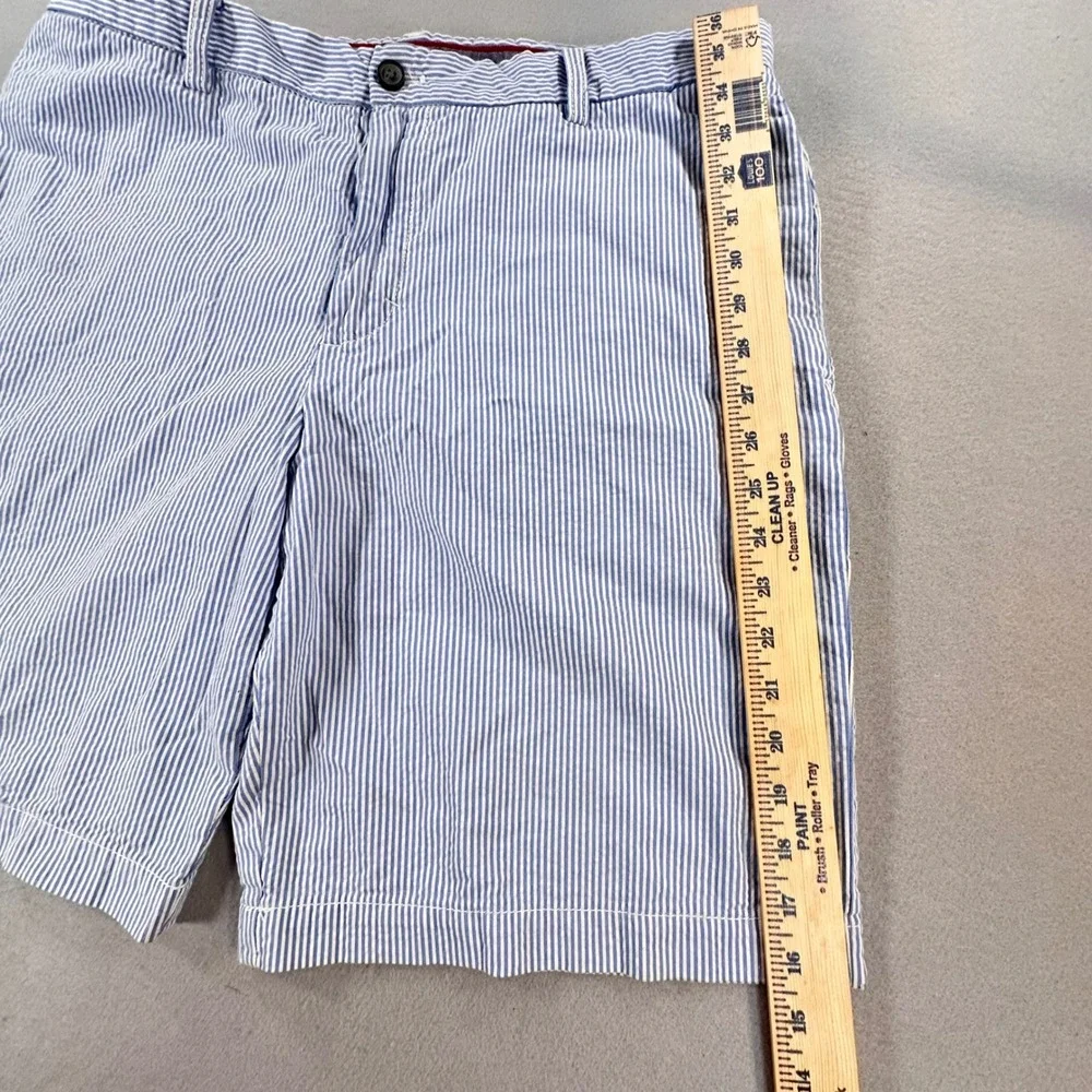 Izod Saltwater Mens 36 Blue White Seersucker Striped Cotton Shorts 45SH083464